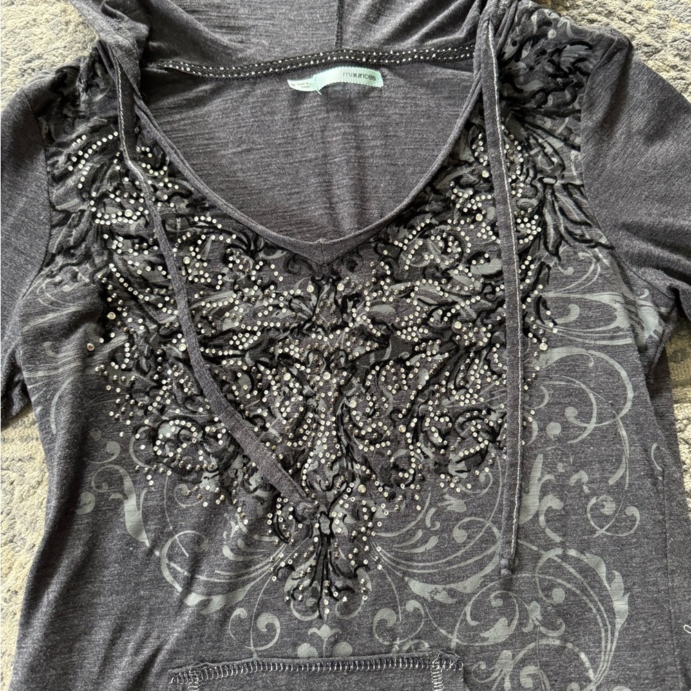 Maurices Charcoal Hooded Top - Picture 3 of 4
